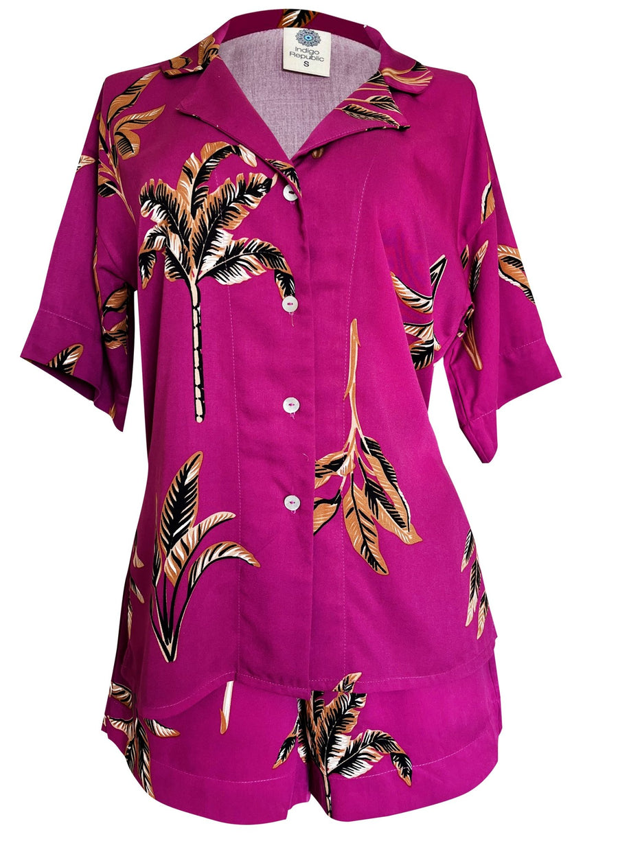 <p>Fuchsia Palms Rayon Top</p> - Indigo Republic Boutique