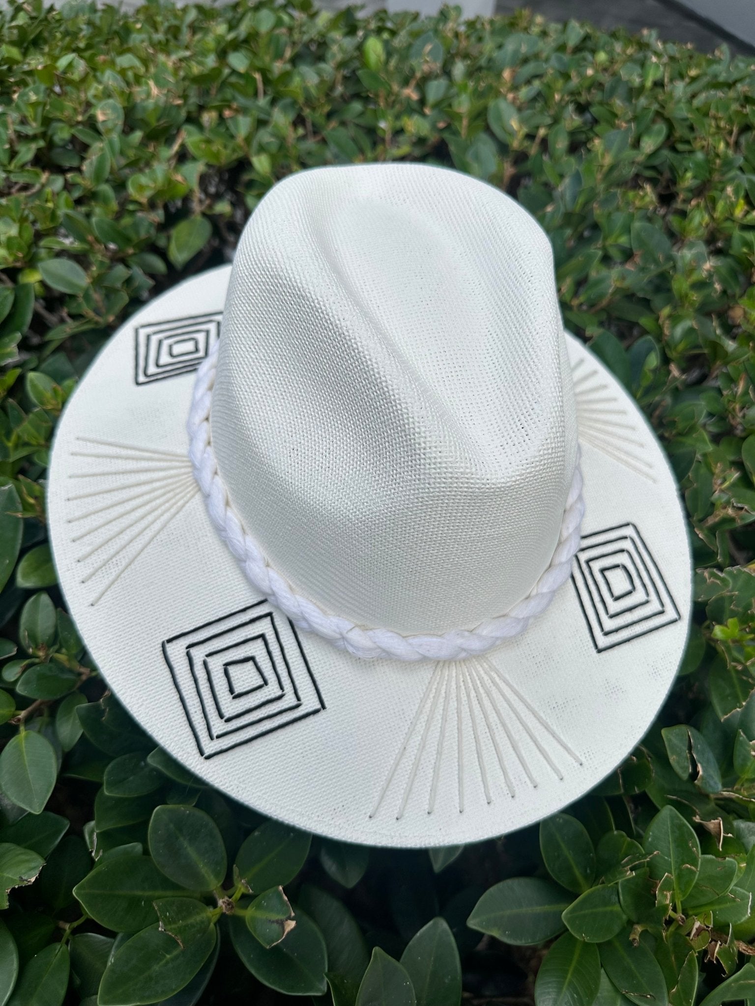 <p>Geo Threaded Hats Braided Strap</p> - Indigo Republic Boutique