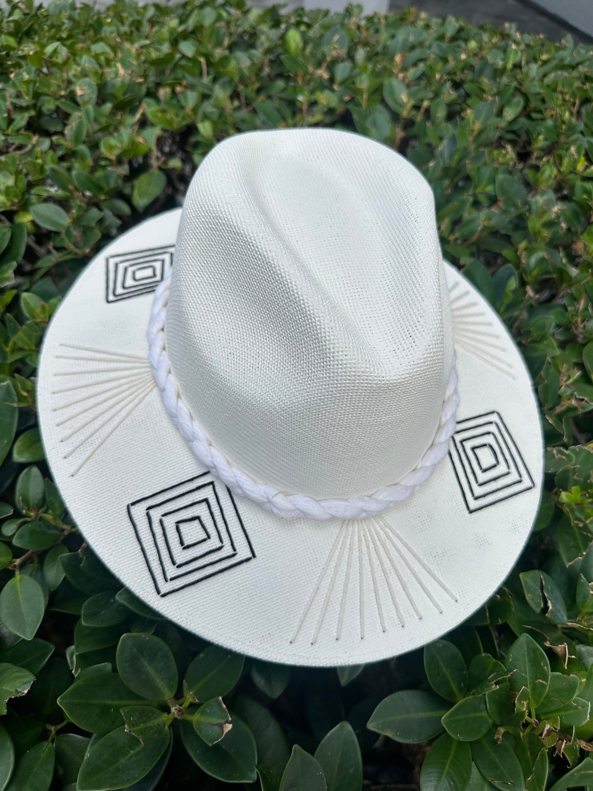 <p>Geo Threaded Hats Braided Strap</p> - Indigo Republic Boutique