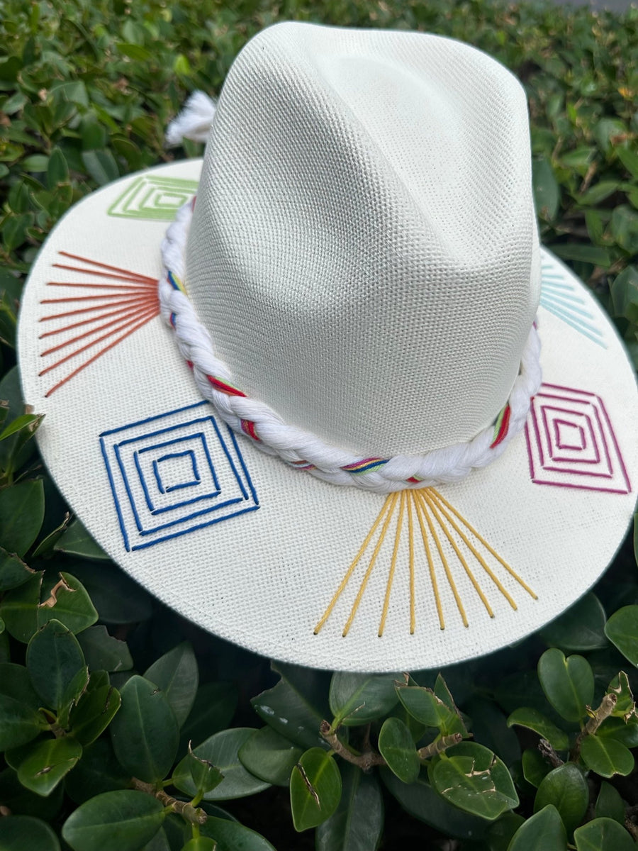 <p>Geo Threaded Hats Braided Strap</p> - Indigo Republic Boutique
