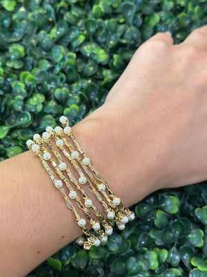 <p>GF Cube Wire Pearl 6 Row Bracelet Yellow</p> - Indigo Republic Boutique