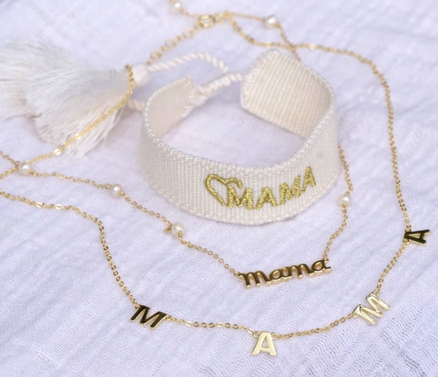 <p>Gold Heart Mama Threaded Bracelet</p> - Indigo Republic Boutique