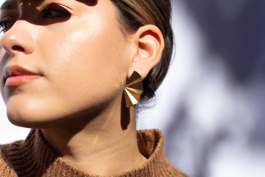 <p>Half Moon Crinkle Stud Earrings&nbsp;</p> - Indigo Republic Boutique