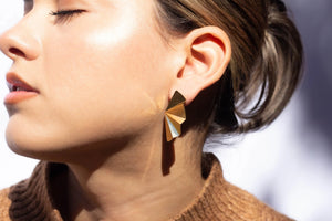 <p>Half Moon Crinkle Stud Earrings&nbsp;</p> - Indigo Republic Boutique