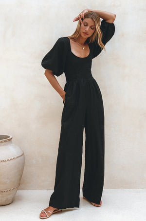 <p>Heavenly Fitted Linen Jumpsuit</p> - Indigo Republic Boutique