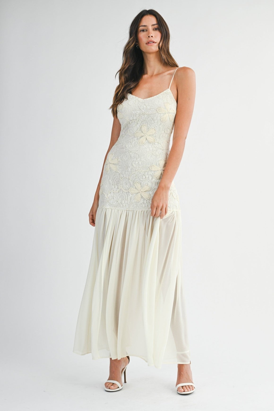 <p>Ivory Bloom Maxi Dress</p> - Indigo Republic Boutique