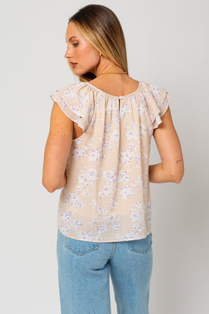 <p>Kelly Ruffle Sleeve Shirring Floral Top</p> - Indigo Republic Boutique