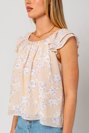 <p>Kelly Ruffle Sleeve Shirring Floral Top</p> - Indigo Republic Boutique