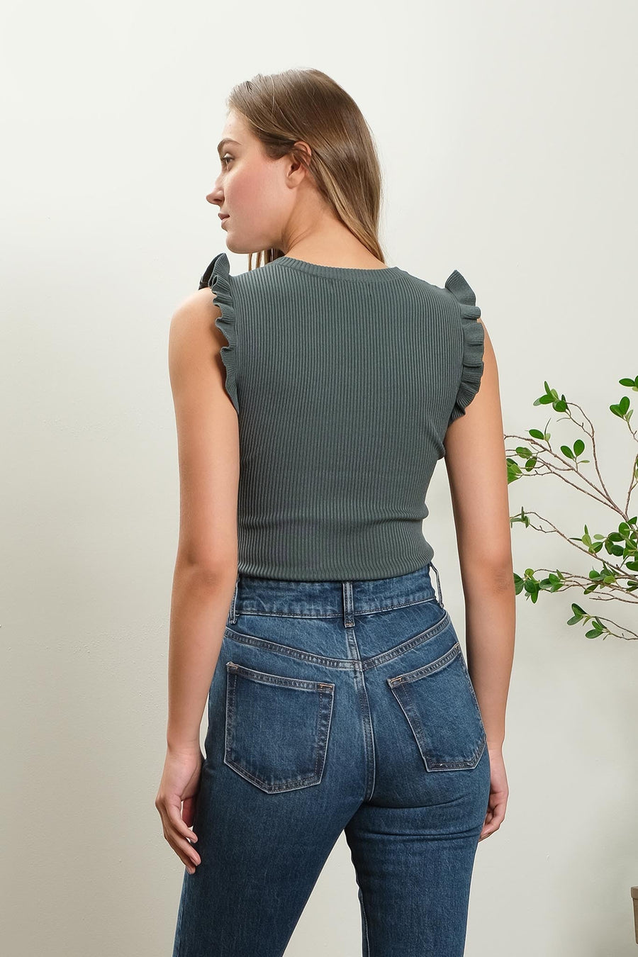 <p>Kelsy Ruffled Cap SLV Top</p> - Indigo Republic Boutique