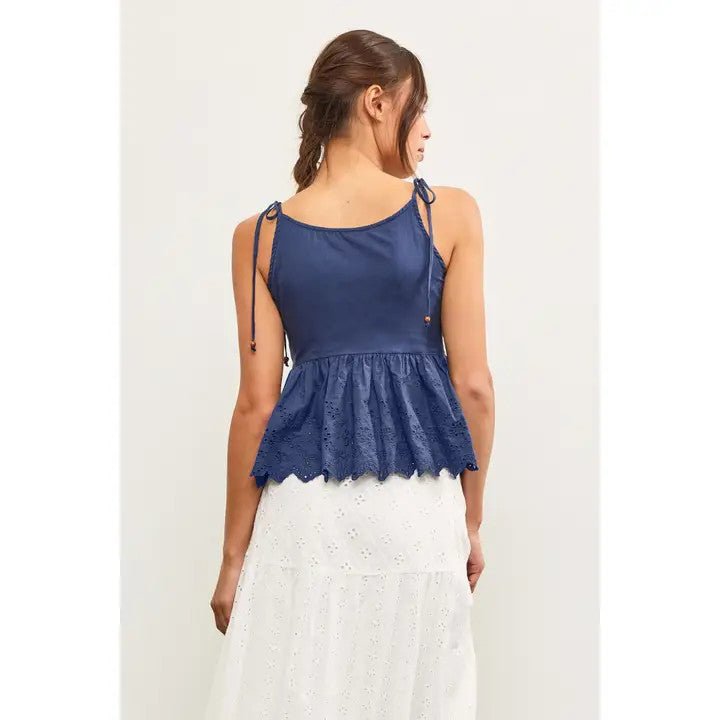 <p>Lace Peplum Cami Top</p> - Indigo Republic Boutique