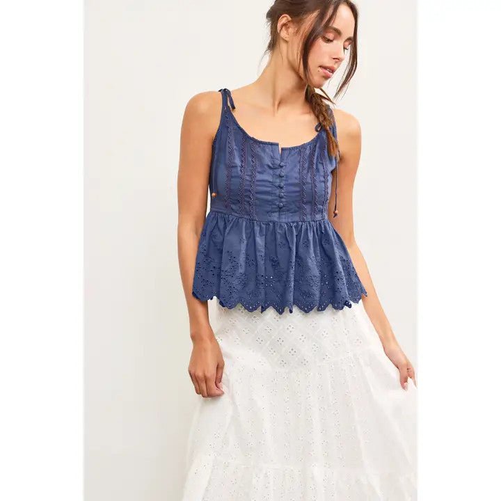 <p>Lace Peplum Cami Top</p> - Indigo Republic Boutique
