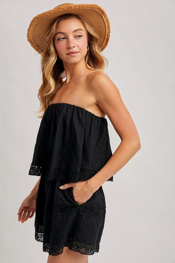 <p>Lace Trim Finish Romper</p> - Indigo Republic Boutique