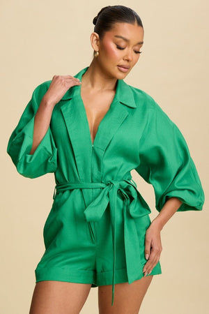 <p>Linen Blend Dolman Romper</p> - Indigo Republic Boutique