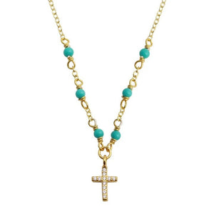 <p>Luisa Mini CZ Cross Necklace (+Colors)</p> - Indigo Republic Boutique