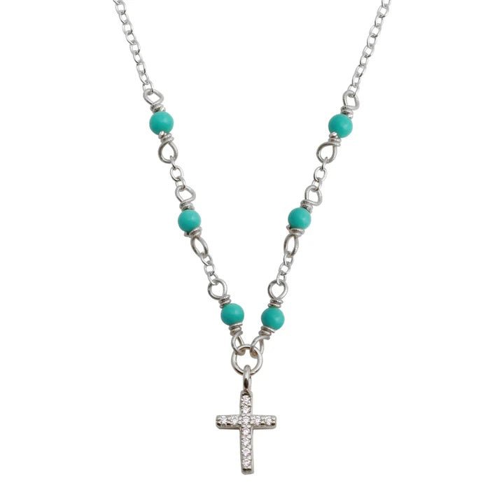 <p>Luisa Mini CZ Cross Necklace (+Colors)</p> - Indigo Republic Boutique
