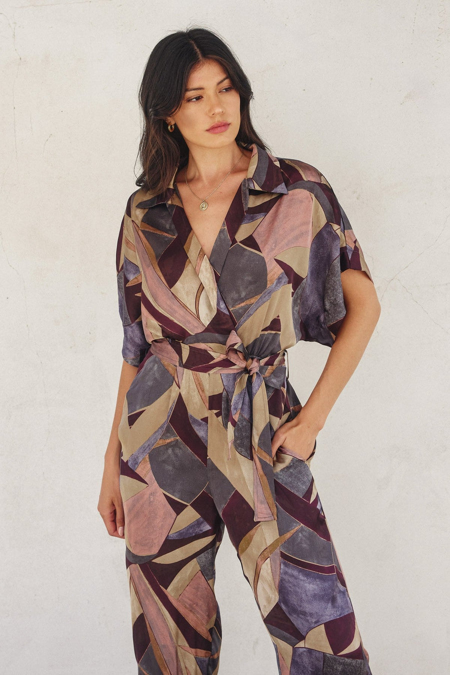 <p>Luna Surplice Pull On Jumpsuit</p> - Indigo Republic Boutique
