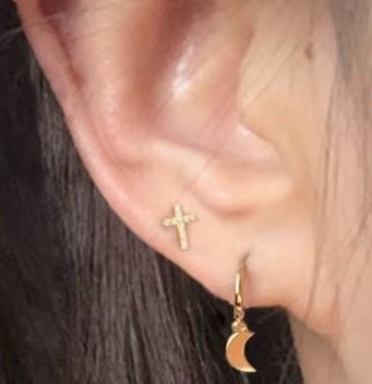 <p>Mini CZ Cross Stud Earrings</p> - Indigo Republic Boutique
