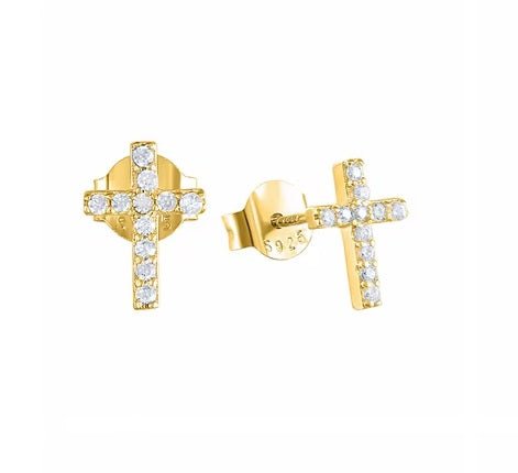 <p>Mini CZ Cross Stud Earrings</p> - Indigo Republic Boutique