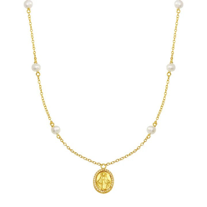 <p>Mini CZ Virgin Pearl Necklace</p> - Indigo Republic Boutique