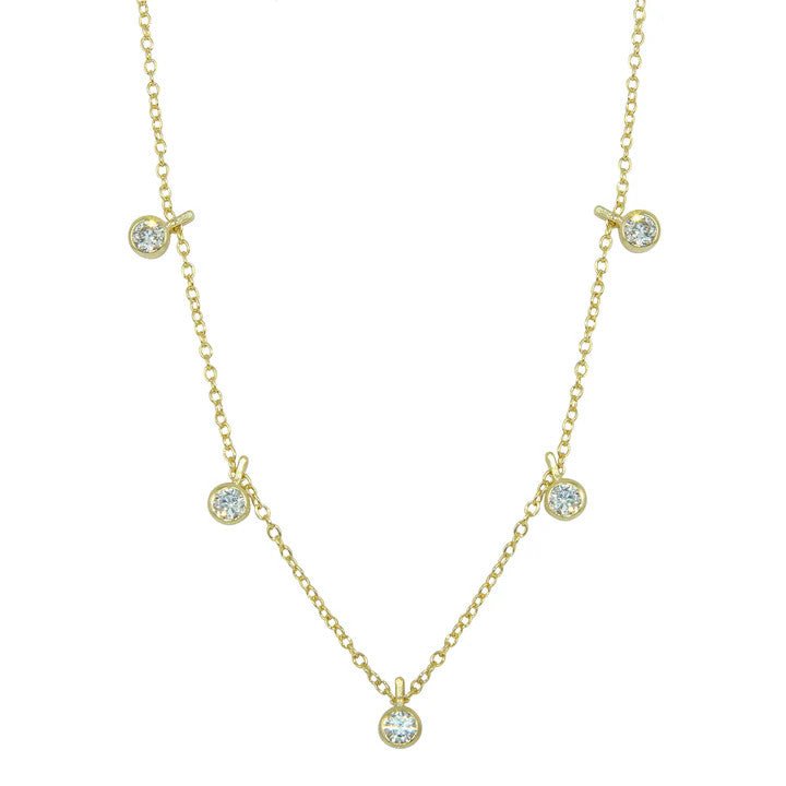 <p>Mini Dangle Bezel CZ Necklace</p> - Indigo Republic Boutique