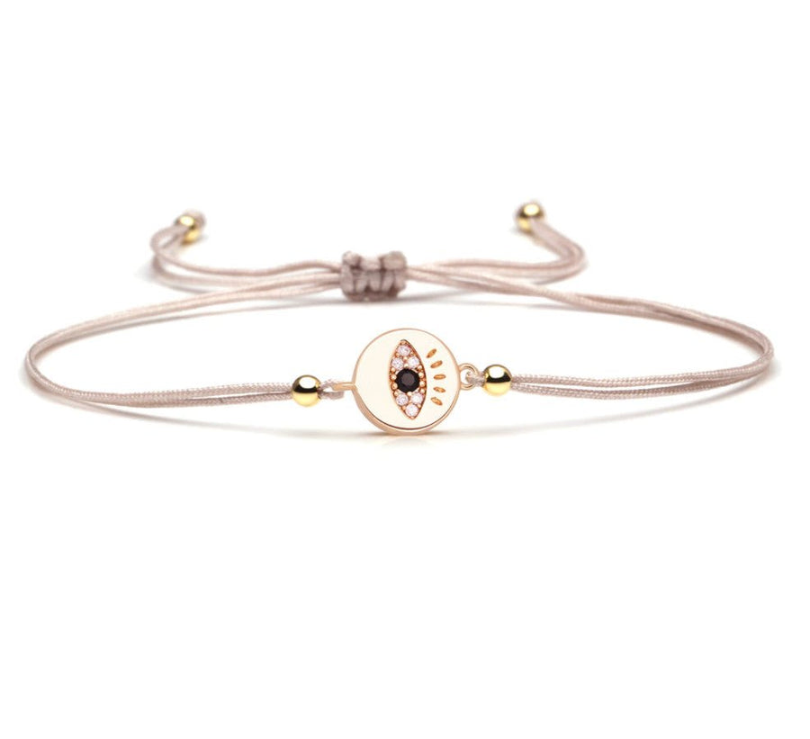 <p>Mini Eye Medallion Bracelet (Beige)</p> - Indigo Republic Boutique
