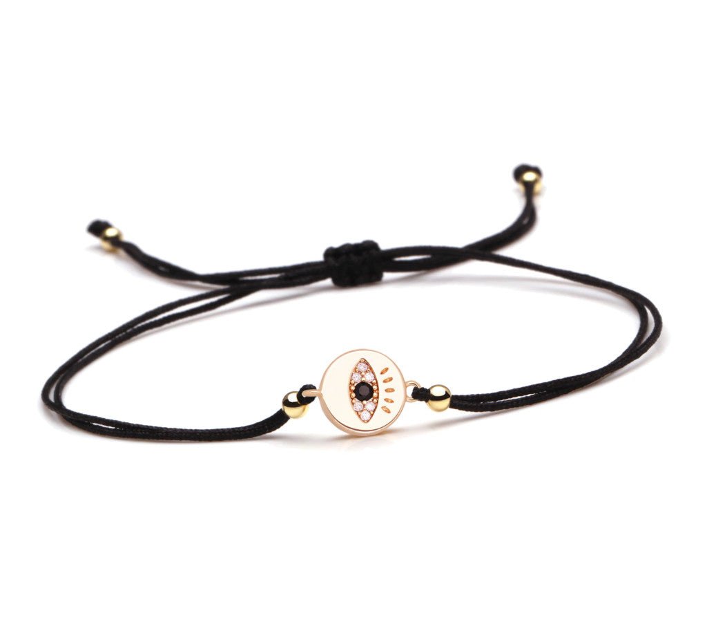 <p>Mini Eye Medallion Bracelet (Black)</p> - Indigo Republic Boutique