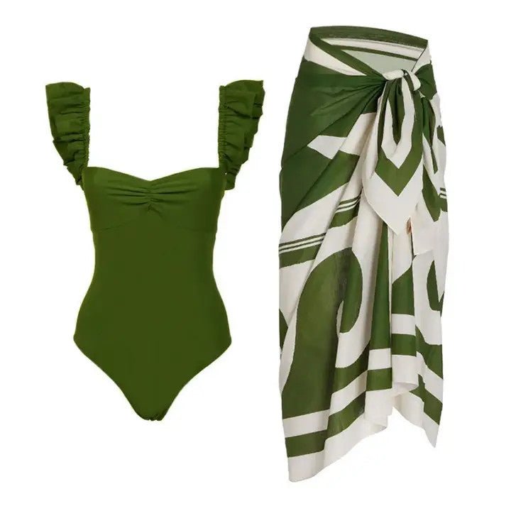 <p>Olive Oasis One Piece Skirt Set</p> - Indigo Republic Boutique