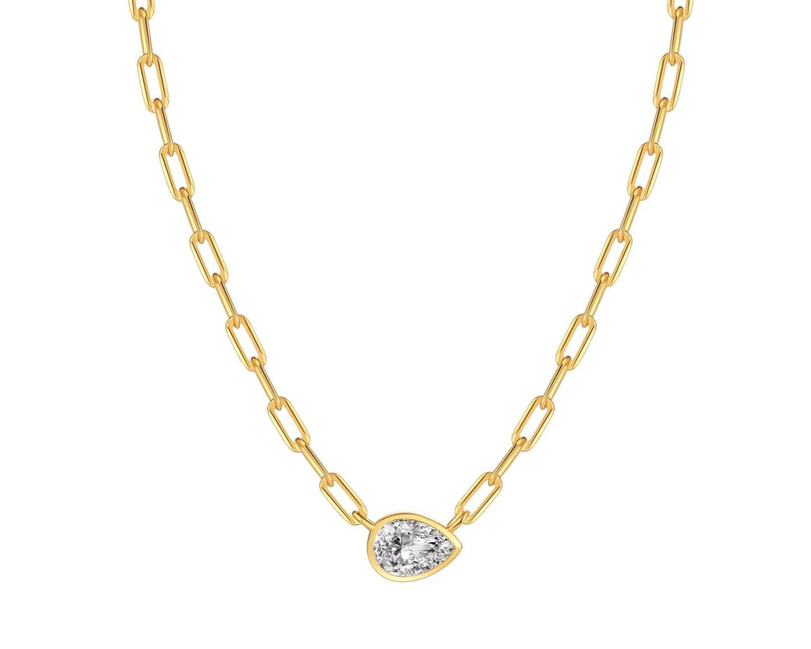 <p>Paperclip Side Pear Necklace</p> - Indigo Republic Boutique