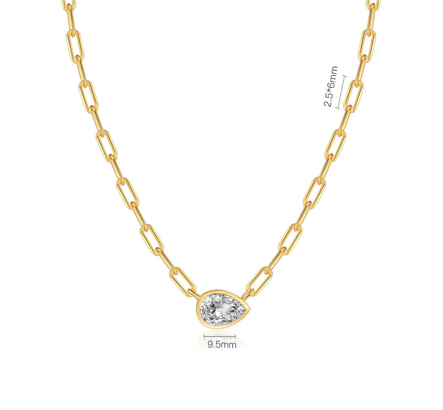 <p>Paperclip Side Pear Necklace</p> - Indigo Republic Boutique