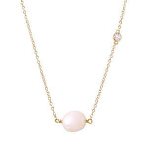 <p>Pearl &amp; CZ Bezel Necklace</p> - Indigo Republic Boutique