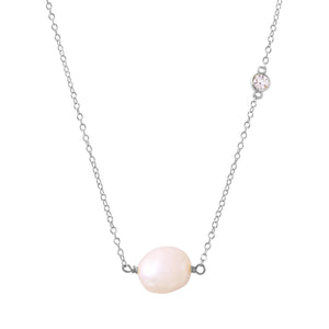 <p>Pearl &amp; CZ Bezel Necklace</p> - Indigo Republic Boutique
