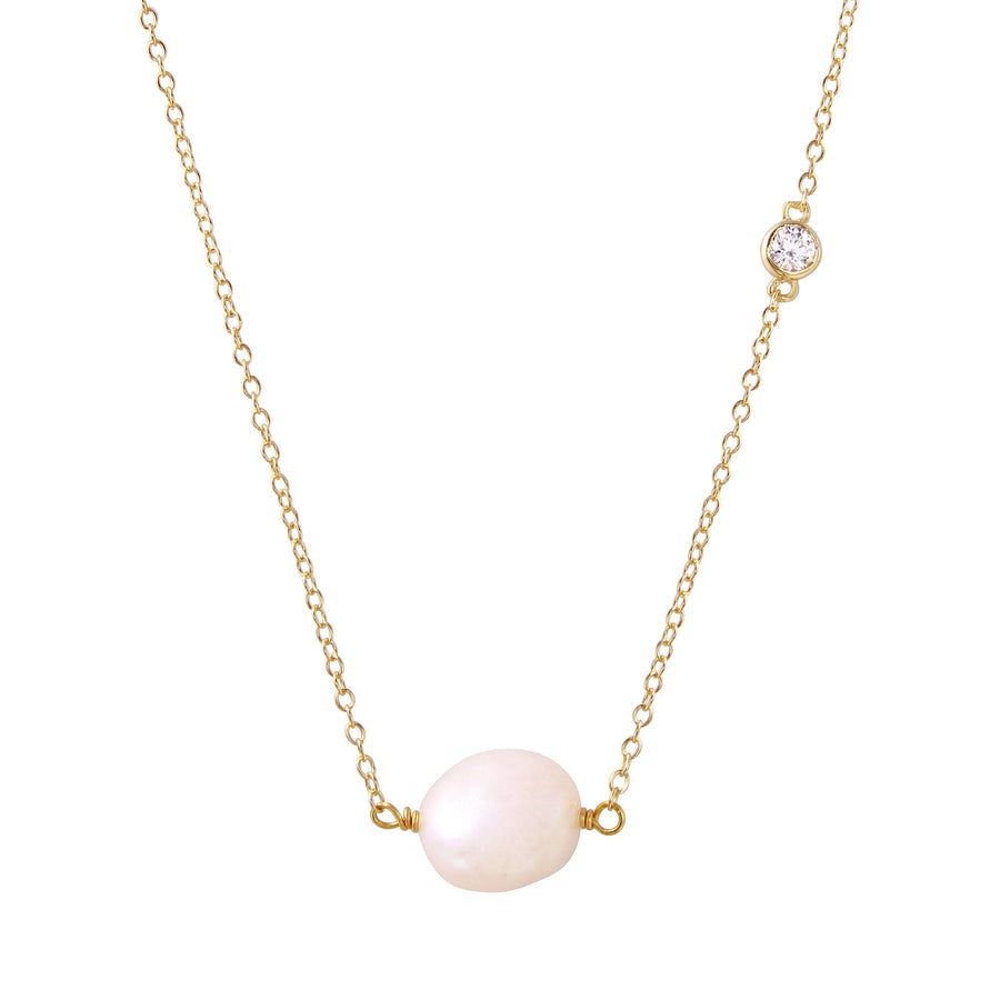 <p>Pearl &amp; CZ Bezel Necklace</p> - Indigo Republic Boutique