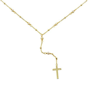 <p>Pearl Y Chain Cross Necklace (+Colors)</p> - Indigo Republic Boutique