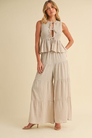 <p>Peplum Top &amp; Palazzo Pant Set</p> - Indigo Republic Boutique