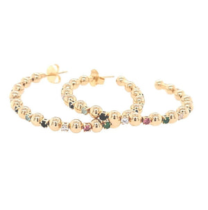 <p>Rainbow Zirconia Golf Filled Hoop Earrings</p> - Indigo Republic Boutique