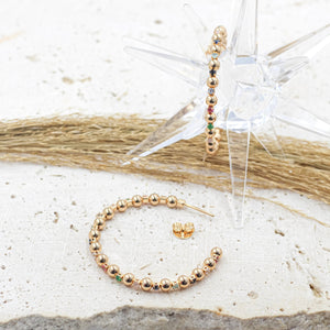 <p>Rainbow Zirconia Golf Filled Hoop Earrings</p> - Indigo Republic Boutique