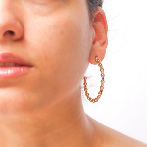 <p>Rainbow Zirconia Golf Filled Hoop Earrings</p> - Indigo Republic Boutique