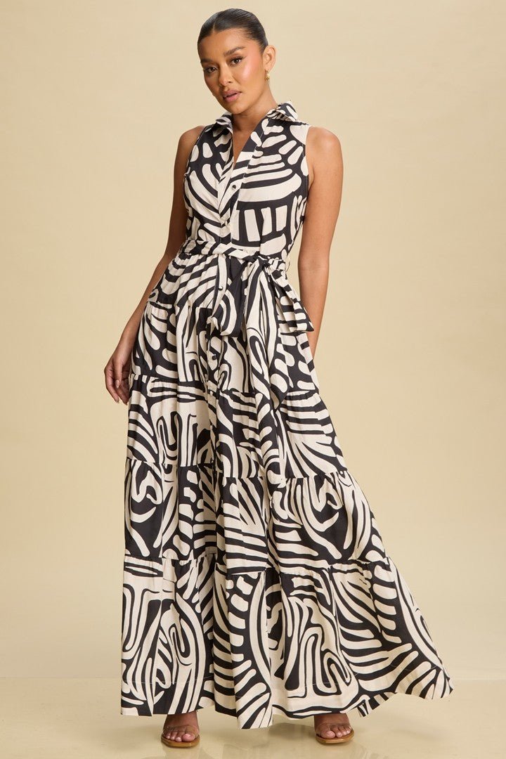 <p>Safari Tiered Maxi Shirtdress</p> - Indigo Republic Boutique