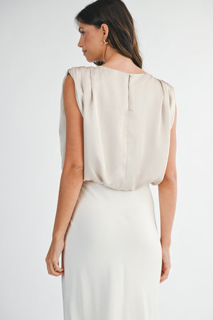 <p>Satin Draped Shoulder Crop Top</p> - Indigo Republic Boutique