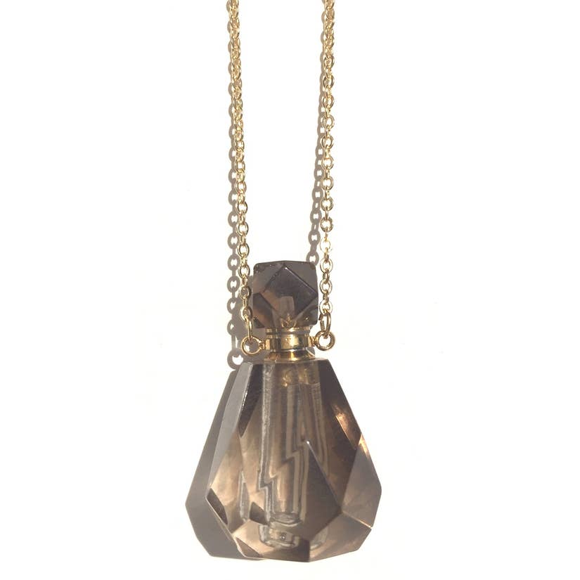 <p>Smokey Quartz Perfume Bottle Necklace</p> - Indigo Republic Boutique