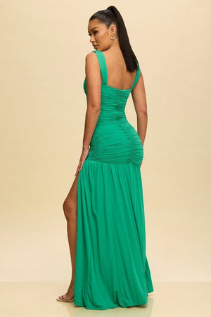<p>Solid Jersey Ruched Maxi Dress</p> - Indigo Republic Boutique