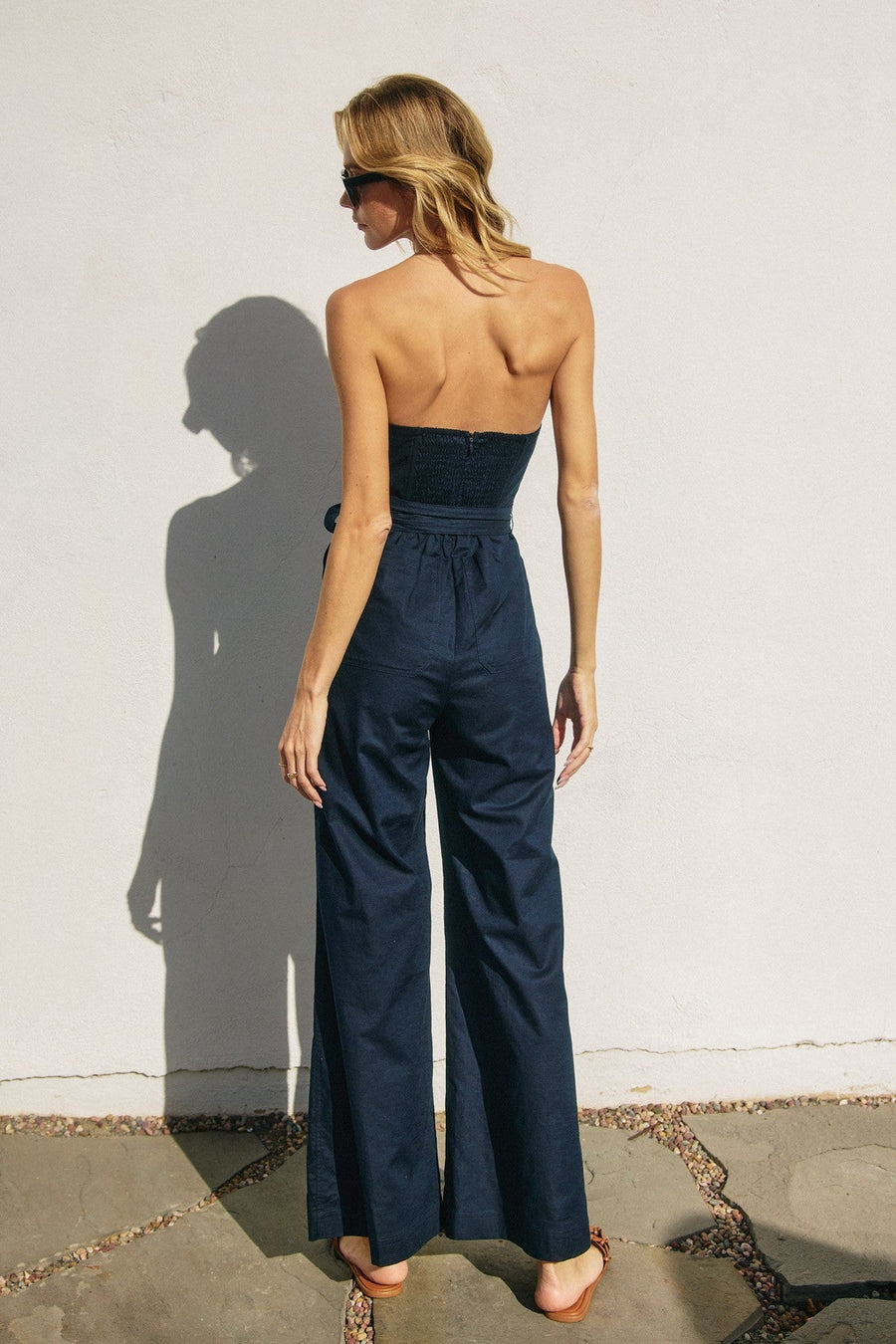 <p>Strapless Sash Belt Wide Leg Jumpsuit</p> - Indigo Republic Boutique