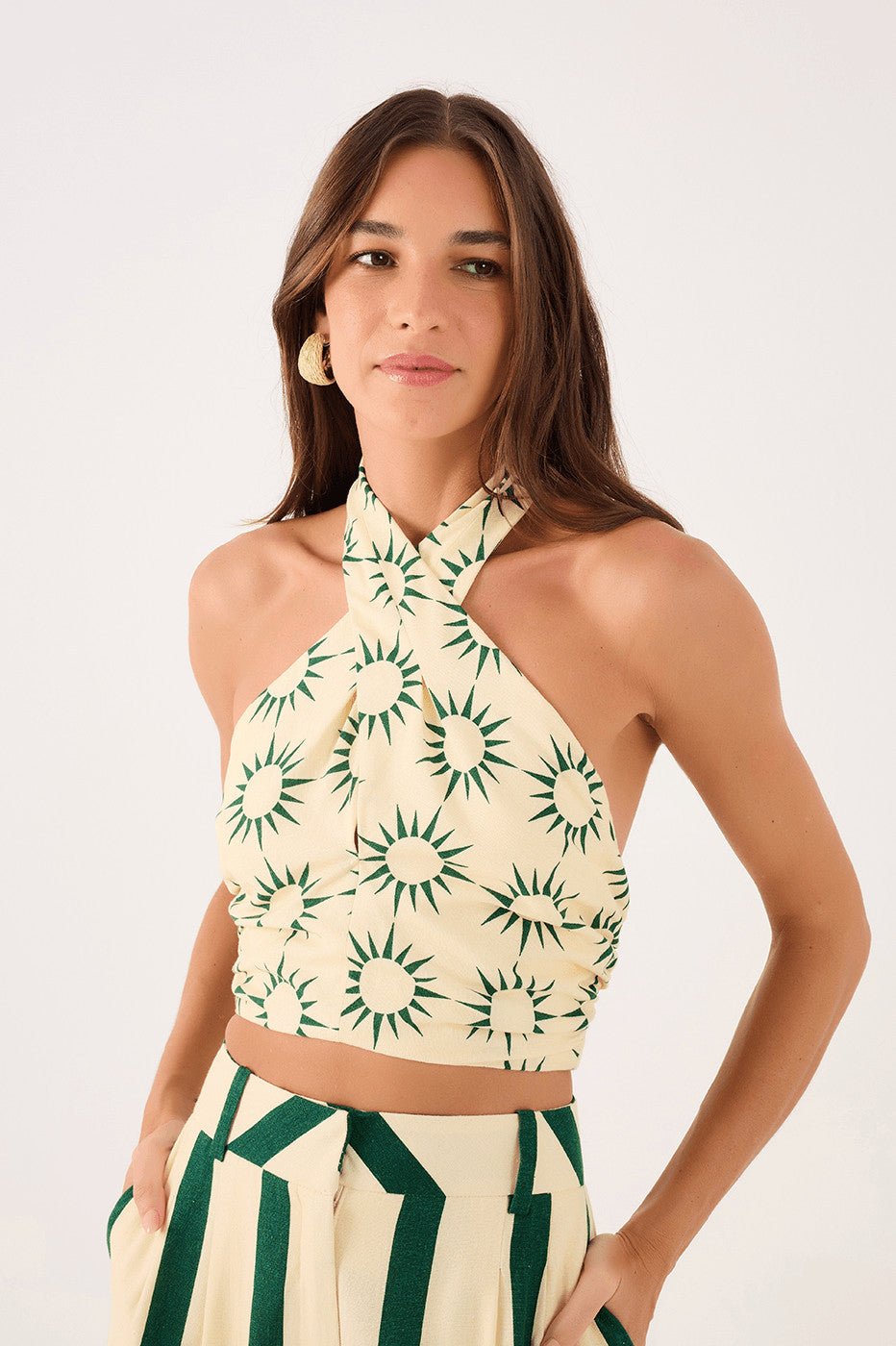 <p>Sun Linen Crop Top</p> - Indigo Republic Boutique