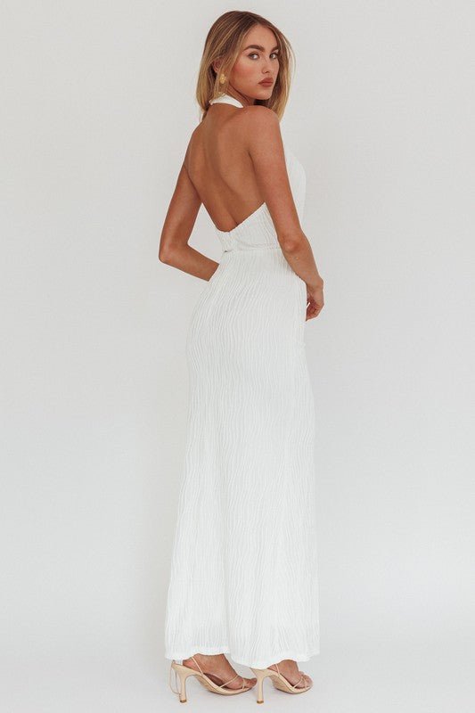 <p>Textured Halter Maxi Dress</p> - Indigo Republic Boutique