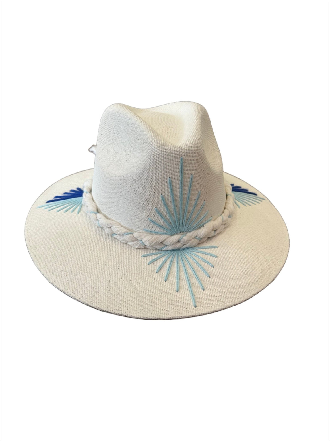 <p>Threaded Brim Braided Strap Hat</p> - Indigo Republic Boutique