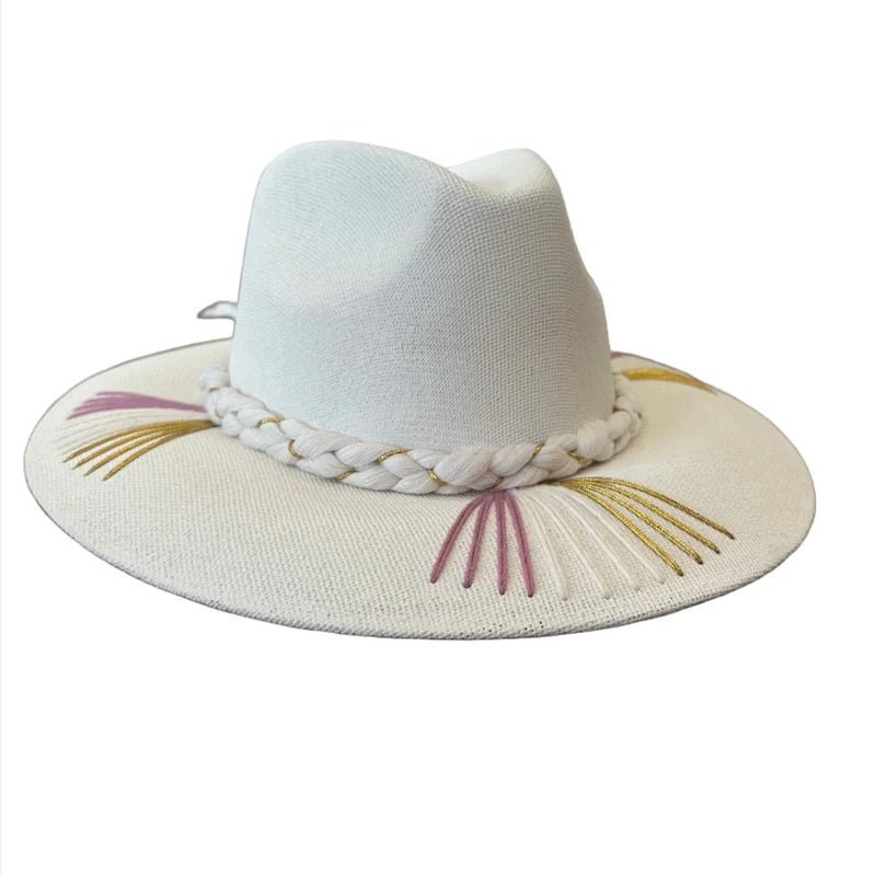 <p>Threaded Brim Braided Strap Hat</p> - Indigo Republic Boutique