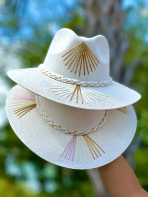 <p>Threaded Brim Braided Strap Hat</p> - Indigo Republic Boutique