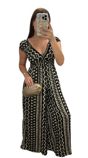 <p>Tribal Smock Waist Jumpsuit</p> - Indigo Republic Boutique