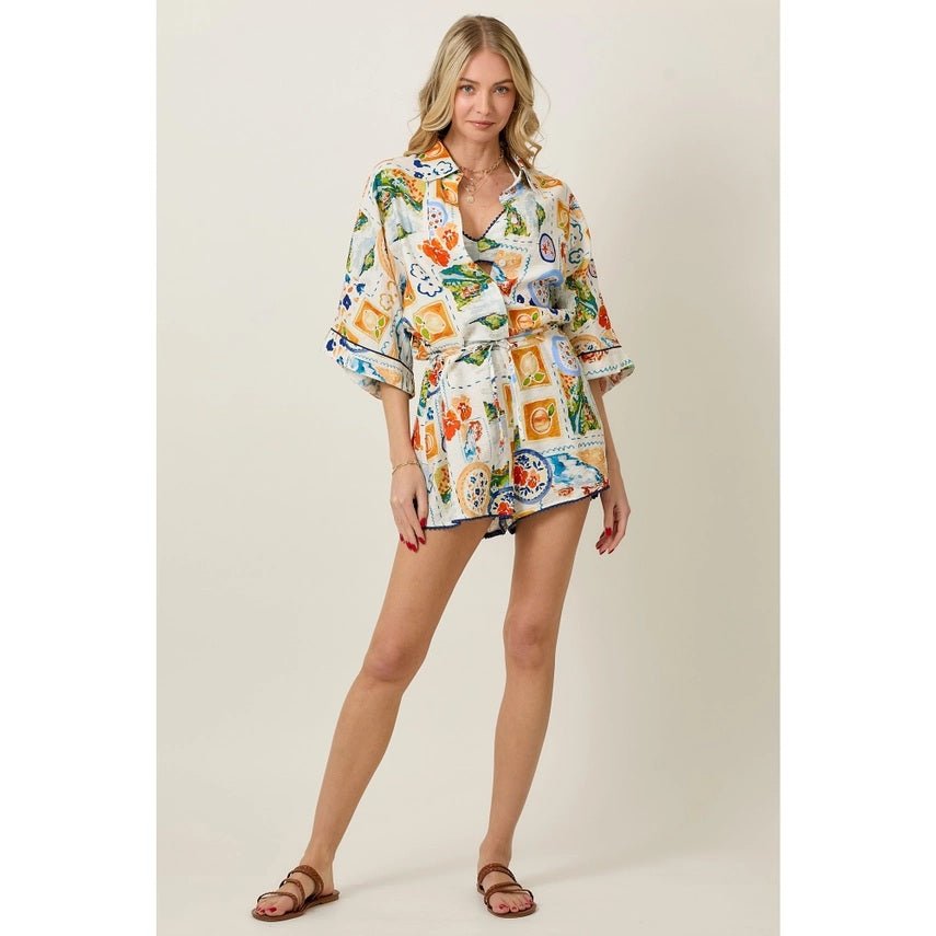 <p>Watercolor Fruit Romper &amp; Bra Set</p> - Indigo Republic Boutique