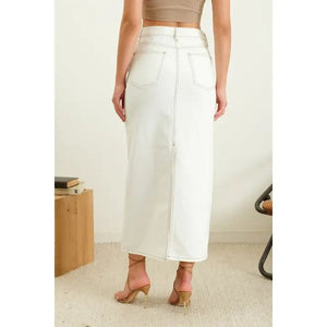 <p>White Denim Maxi Skirt</p> - Indigo Republic Boutique